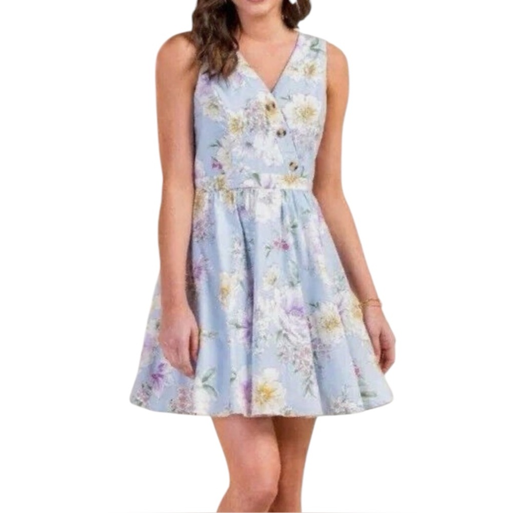 Francesca’s Miami Button‎ A line Spring Mini Floral Dress Dress, Size L